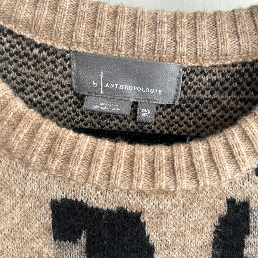 Anthropologie Leopard Print Sweater Vest in Tan and Black - Picture 3 of 4